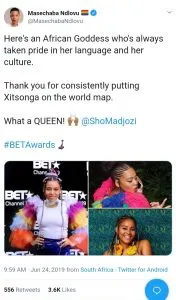 Sho Madjozi tweet